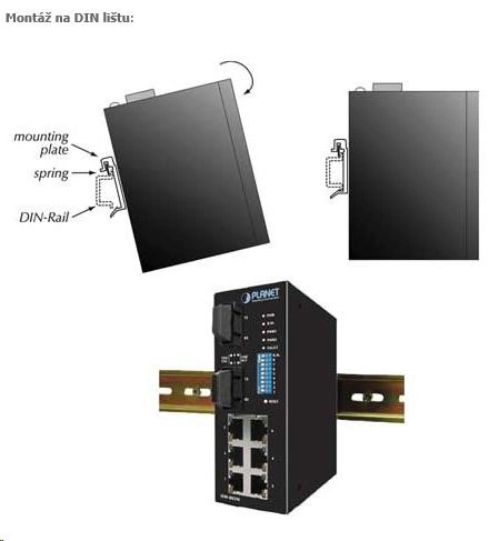 Planet ISW-501T Průmyslový Switch 5x 10/100M, -40~+75°C, TB napájení 12-48VDC, DIN, kovové šasi