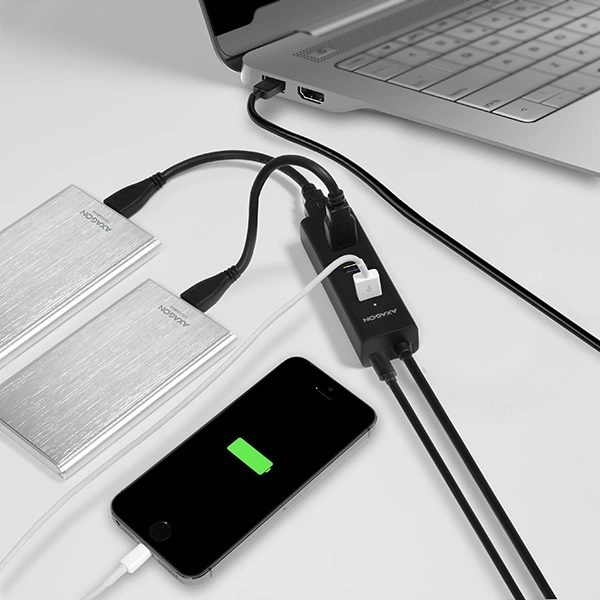 AXAGON HUE-S2BP 4x USB3.0 CHARGING hub 1.2m cable vč. AC adapteru