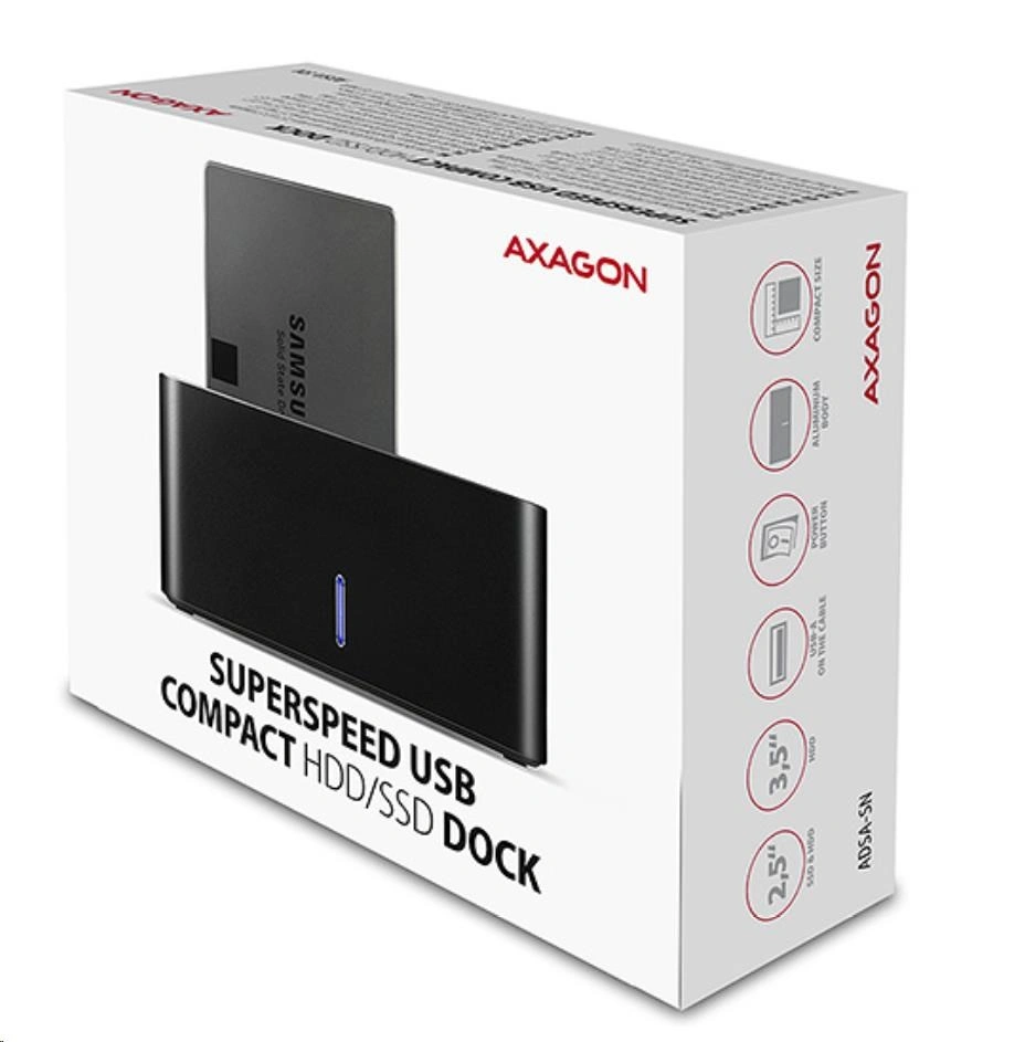 Externí box AXAGON USB 3.2 Gen1, černá