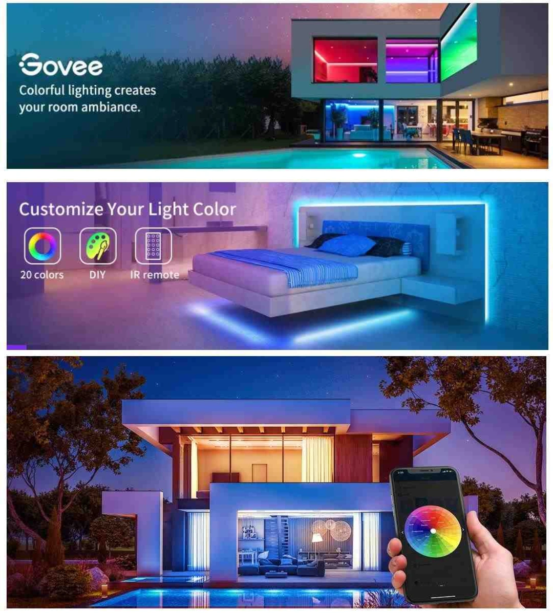 Govee WiFi Smart LED pásek RGB, 15m + ovladač