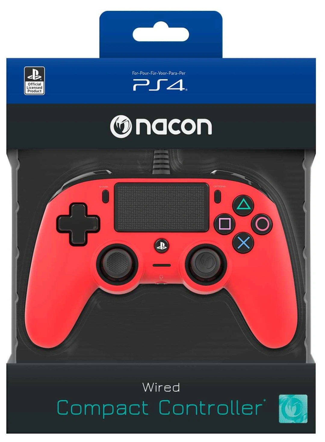 Nacon Wired Compact Controller PS4 - červený