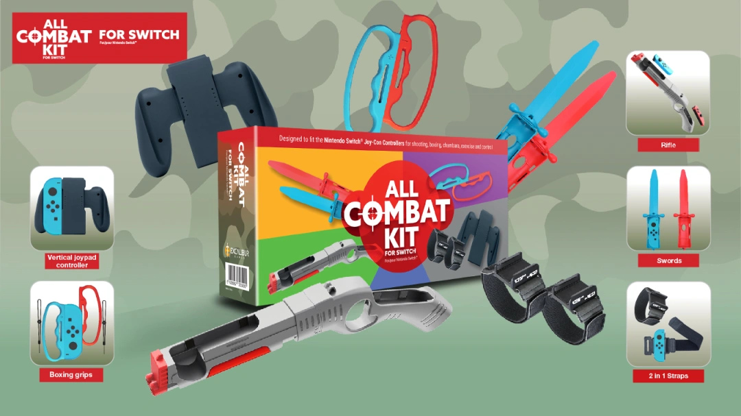 All Combat Kit pro Nintendo Switch (0007786), šedá/modrá/červená