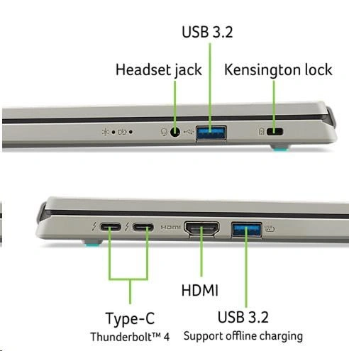 Acer Aspire Vero (AV16-51P-71DNP), šedá