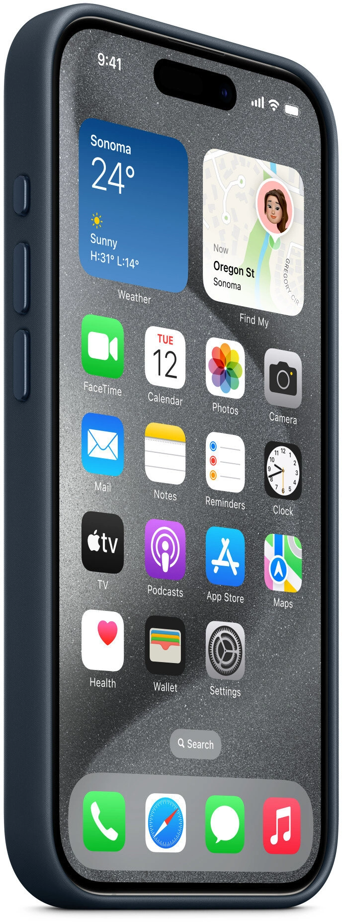 Apple kryt z tkaniny FineWoven s MagSafe na iPhone 15 Pro, tichomořsky modrá