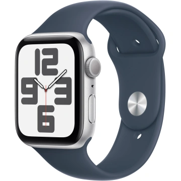 Apple Watch SE 2023, 44mm, Silver, Storm Blue Sport Band - S/M