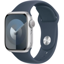 Apple Watch Series 9, 41mm, Silver, Storm Blue Sport Band - M/L