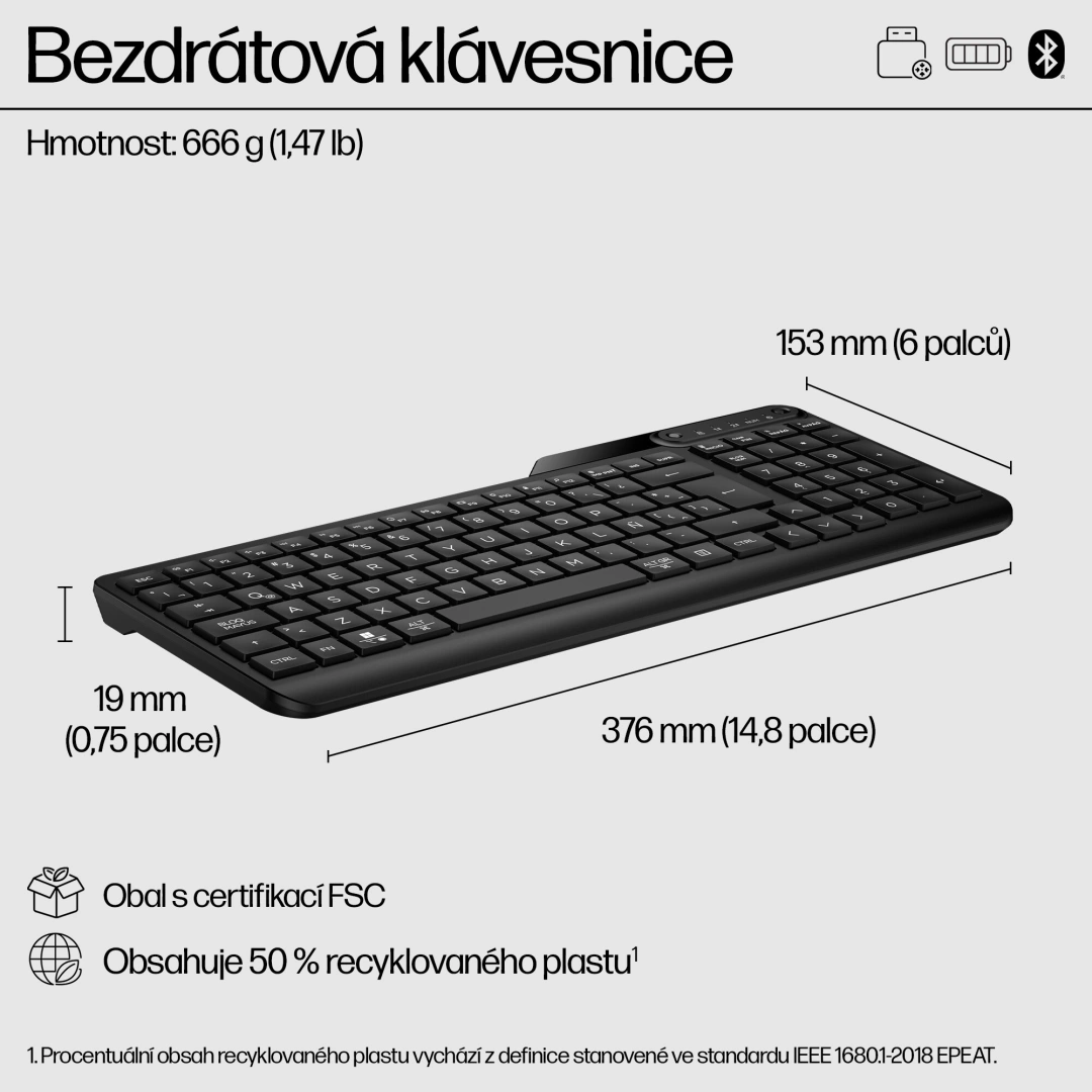 HP Dvourežimová bezdrátová klávesnice HP 475