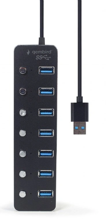 GEMBIRD hub, 7-port USB 3.1 (Gen 1) hub s vypínači