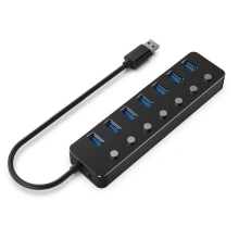 GEMBIRD hub, 7-port USB 3.1 (Gen 1) hub s vypínači