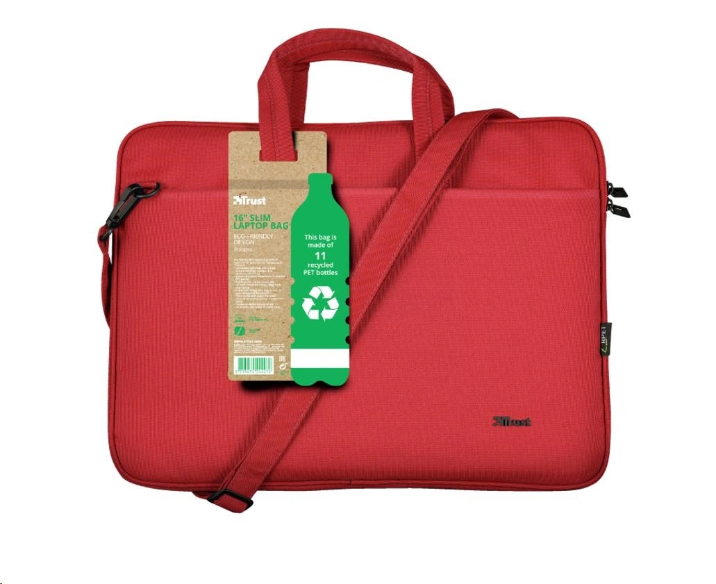 Trust Bologna Slim Laptop Bag Eco, Red