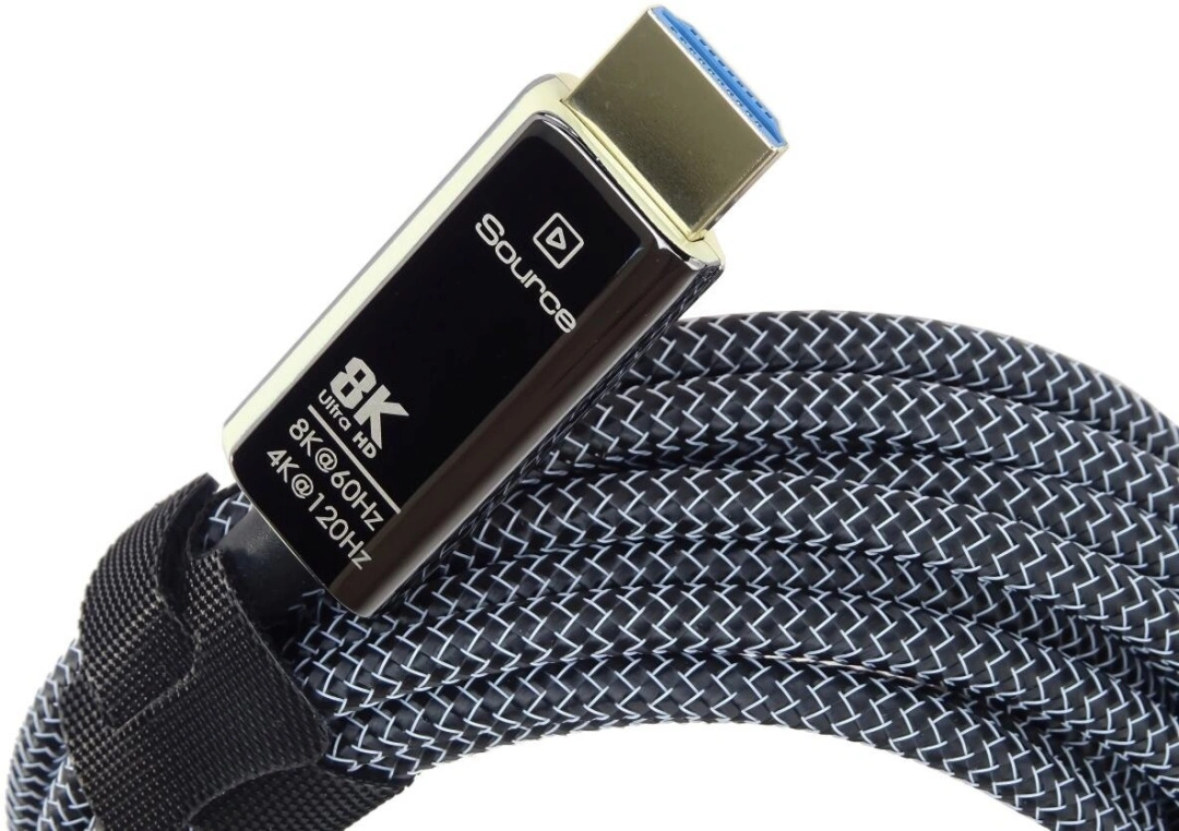 PremiumCord optický fiber kabel, Ultra High Speed HDMI 2.1, 8K@60Hz, zlacené, opletený, 20m