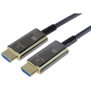 PremiumCord optický fiber kabel, Ultra High Speed HDMI 2.1, 8K@60Hz, zlacené, opletený, 20m