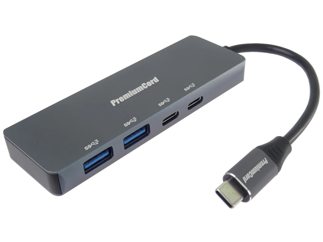 USB hub USB-C na 2x USB 3.2 C + 2x USB 3.2 A 5G SuperSpeed, hliníkový