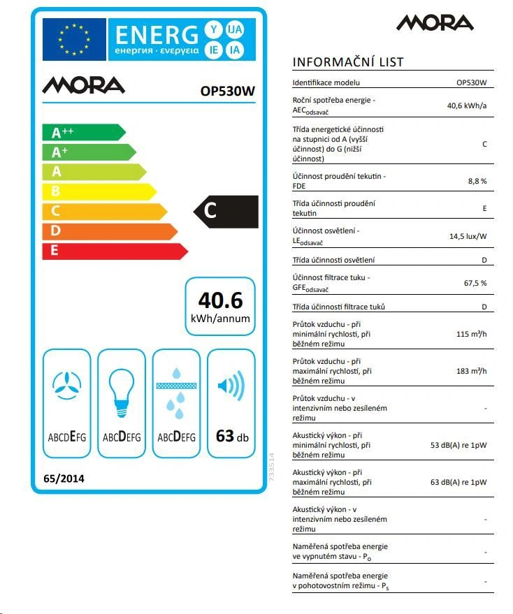 Mora OP 530 W Digestoř podstavná