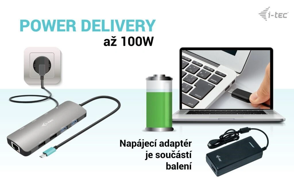 i-tec dokovací stanice Metal Nano, USB-C, 2x 4K Display, PD 100W + napájecí adaptér 112W