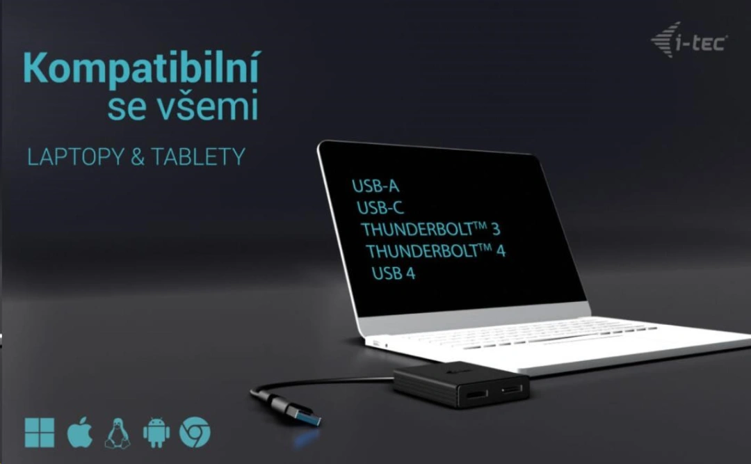 i-tec adaptér USB-A/USB-C - 2x Displayport 4K@60Hz