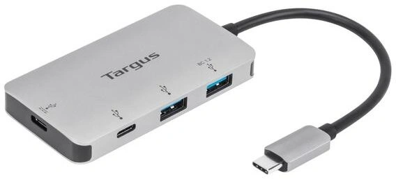 Targus hub USB-C - 2x USB, 2x USB-C, PD, 100W, stříbrná