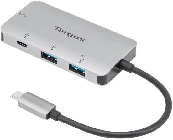 Targus hub USB-C - 2x USB, 2x USB-C, PD, 100W, stříbrná