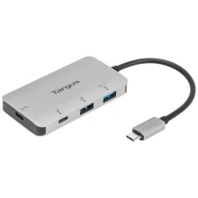 Targus hub USB-C - 2x USB, 2x USB-C, PD, 100W, stříbrná