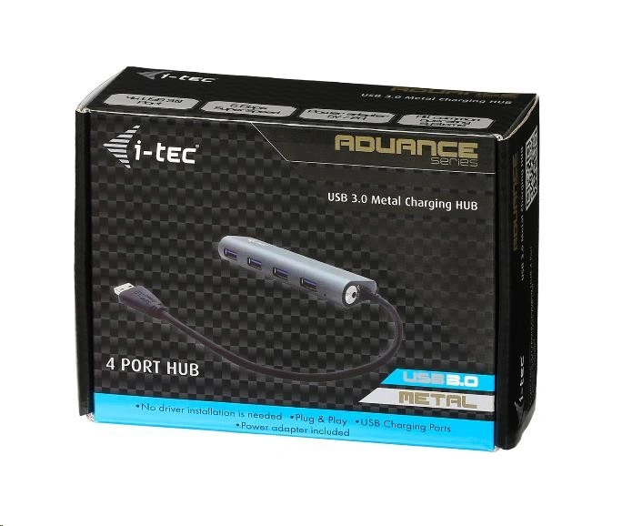 i-tec USB 3.0 Hub 4-Port, metal, se zdrojem