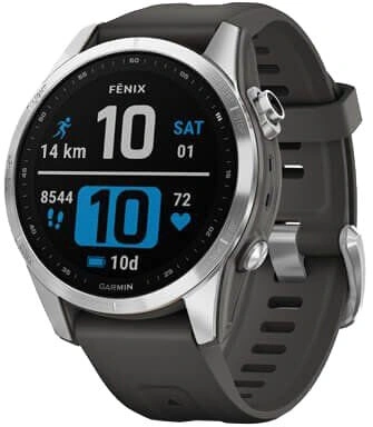 Garmin Fenix 7S Glass Silver / Graphite Silicone Band