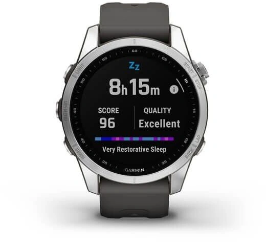 Garmin Fenix 7S Glass Silver / Graphite Silicone Band