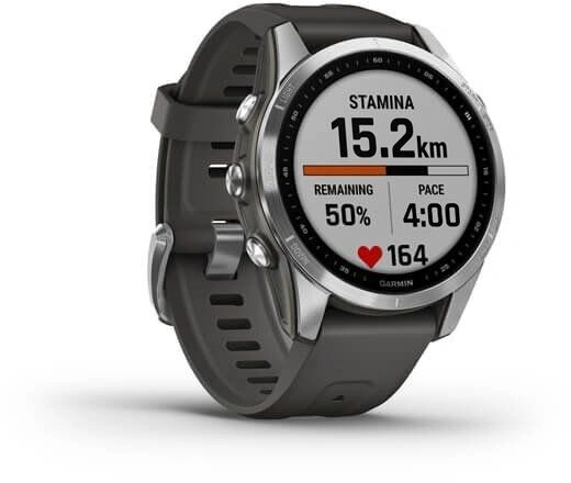 Garmin Fenix 7S Glass Silver / Graphite Silicone Band