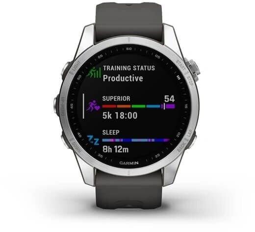 Garmin Fenix 7S Glass Silver / Graphite Silicone Band