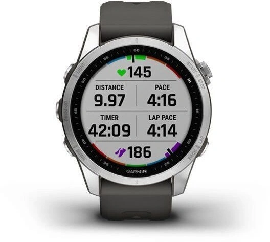 Garmin Fenix 7S Glass Silver / Graphite Silicone Band