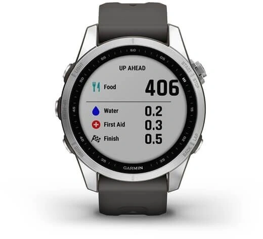 Garmin Fenix 7S Glass Silver / Graphite Silicone Band