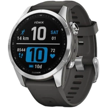 Garmin Fenix 7S Glass Silver / Graphite Silicone Band