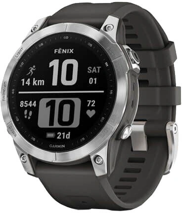 Garmin Fenix 7 Silver / Graphite Silicone Band 