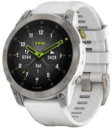 Garmin epix PRO Sapphire, Titan/ White Silicone Band