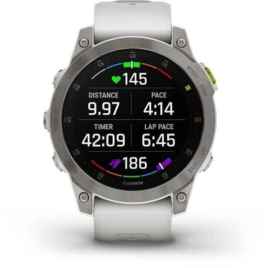 Garmin epix PRO Sapphire, Titan/ White Silicone Band