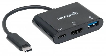 MANHATTAN multifunkční převodník z USB 3.1 type C Male na HDMI, USB 3.0 A a USB C Females