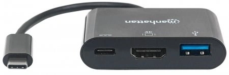 MANHATTAN multifunkční převodník z USB 3.1 type C Male na HDMI, USB 3.0 A a USB C Females