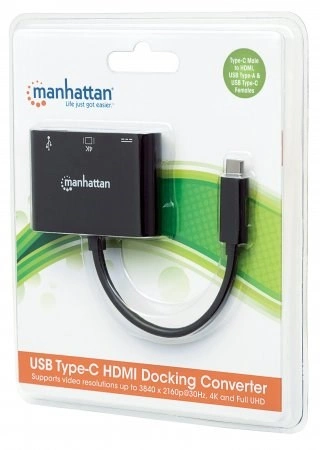 MANHATTAN multifunkční převodník z USB 3.1 type C Male na HDMI, USB 3.0 A a USB C Females