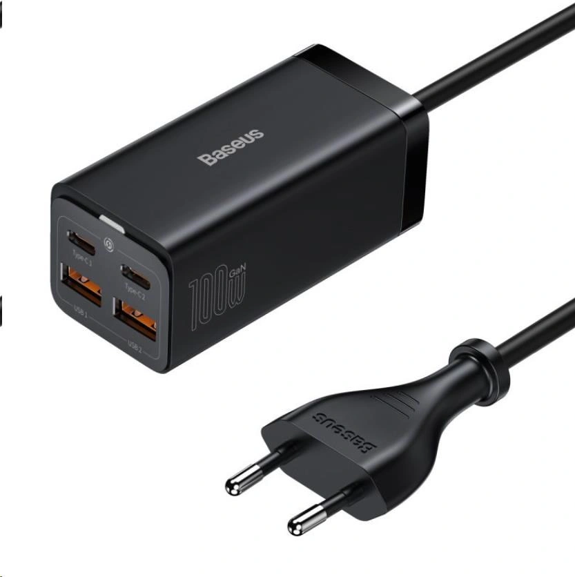 Baseus GaN3, 2× USB-A, 2× USB-C 100W, černá