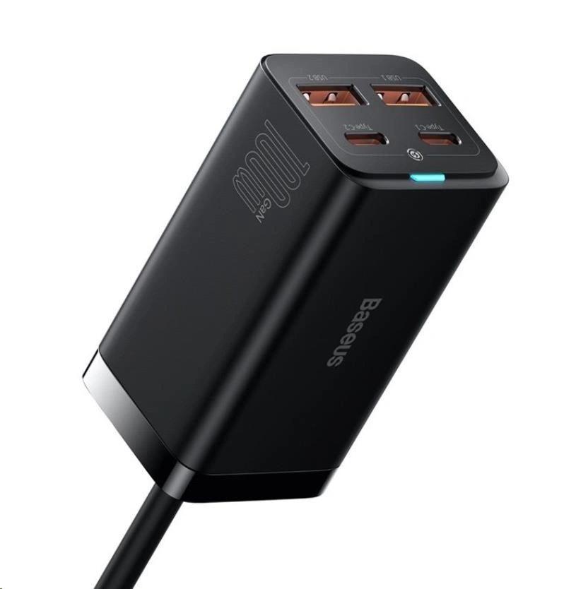 Baseus GaN3, 2× USB-A, 2× USB-C 100W, černá