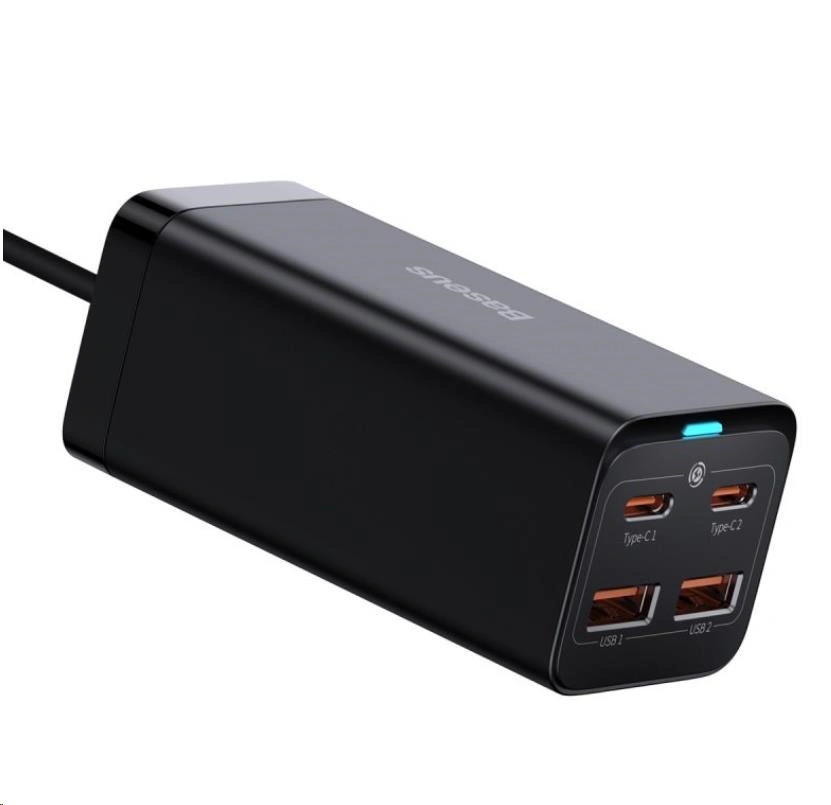 Baseus GaN3, 2× USB-A, 2× USB-C 100W, černá