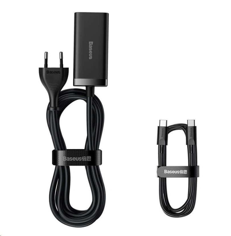 Baseus GaN3, 2× USB-A, 2× USB-C 100W, černá