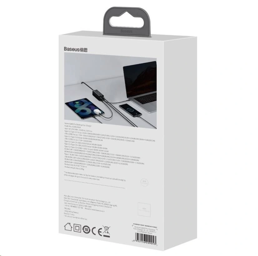 Baseus GaN3, 2× USB-A, 2× USB-C 100W, černá