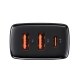 Baseus rychlonabíjecí adaptér, 2x USB-A, 1x USB-C, 30W, černá