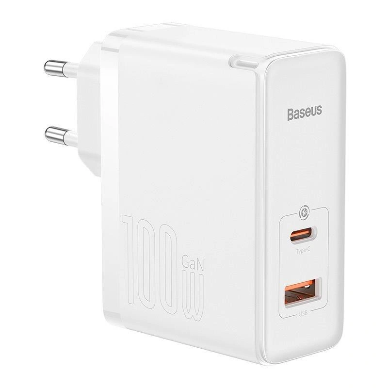 Baseus GaN5 Pro, USB-C + USB-A 100 W, bílá 