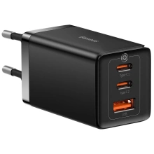 Baseus rychlonabíjecí adaptér GaN5 Pro, 2x USB-C, USB-A, 65W, černá