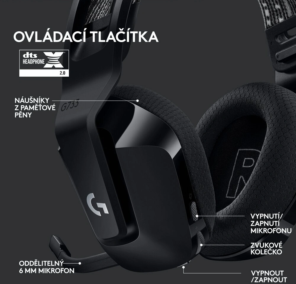 Logitech G733 Lightspeed, černá