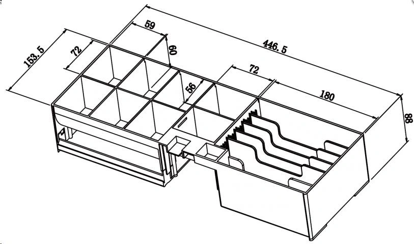 Virtuos pokladní zásuvka SK-500C, s kabelem , pořadač 6/8, 9-24V, černá