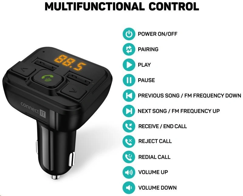 CONNECT IT InCarz Bluetooth transmitter, černá