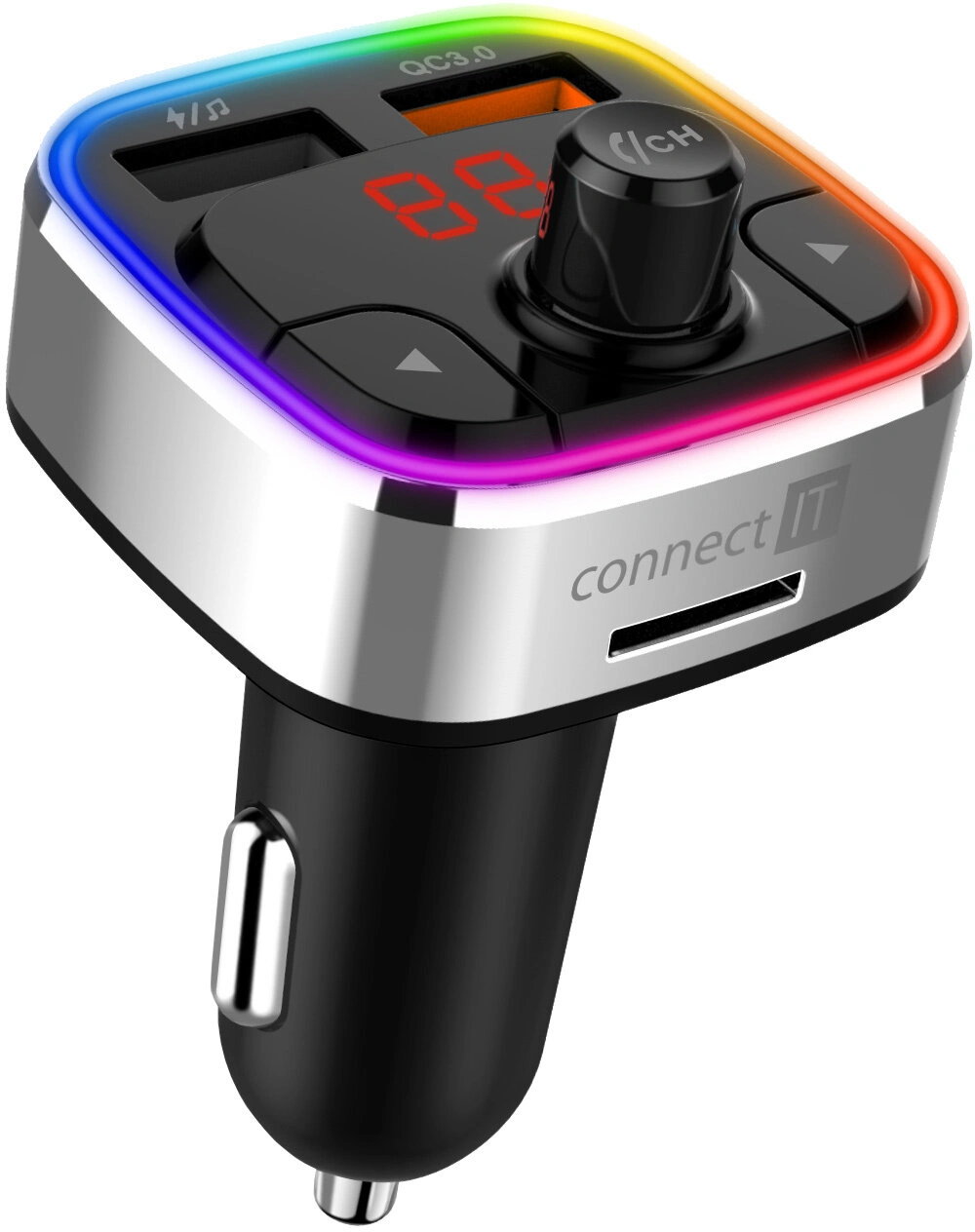 CONNECT IT CarRGB Bluetooth transmitter, stříbrná