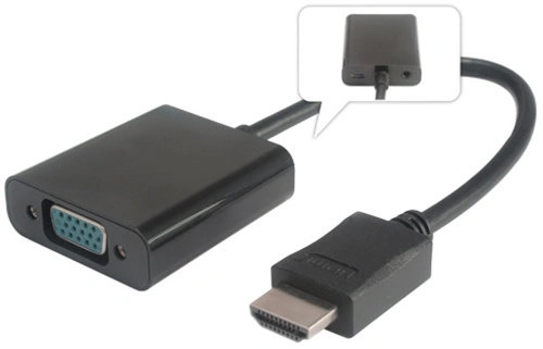 PremiumCord převodník HDMI na VGA se zvukem 3,5mm stereo jack, černá